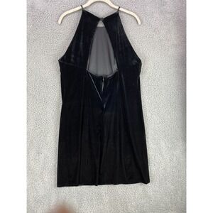 Molly Malloy Evening Dress 12 Black Velvet Sleeveless Open Back Vintage USA Made